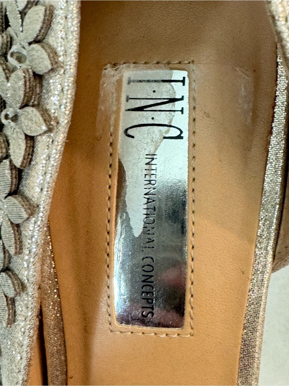 INC International Concepts Silver Floral Appliqué Pointed-Toe Heels - Picture 6 of 16